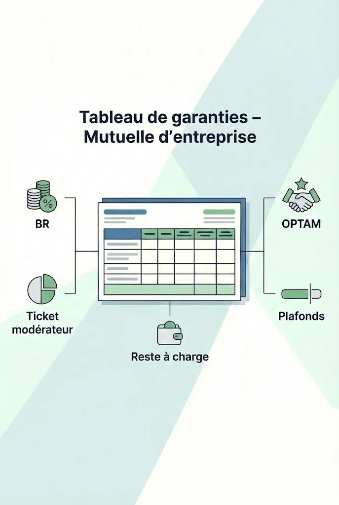 Tableau de garanties mutuelle entreprise 2026 avec analyse des remboursements