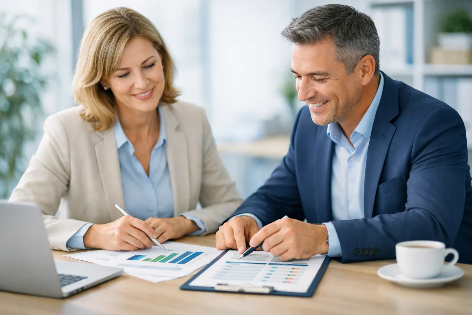 Comparaison prévoyance et mutuelle entreprise - conseiller expliquant les différences de couverture à un dirigeant